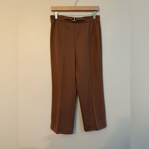 Women's Vintage Camel High Waisted Cropped Pull on Petite Trouser